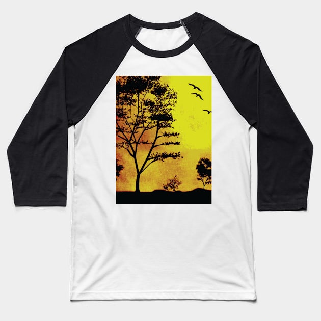 SUNSET TREES Pop Art Baseball T-Shirt by BruceALMIGHTY Baker